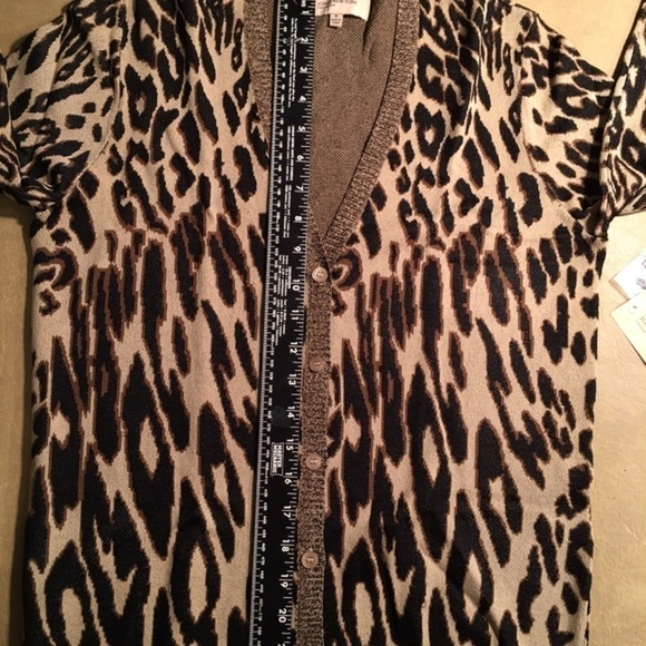 JONES NEW YORK Cardigan, NWT, Long Sleeves, BROWN/TAN LEOPARD, Size M - Picture 7 of 8